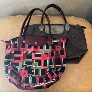 Lot of 2 Longchamp handbag purse totes